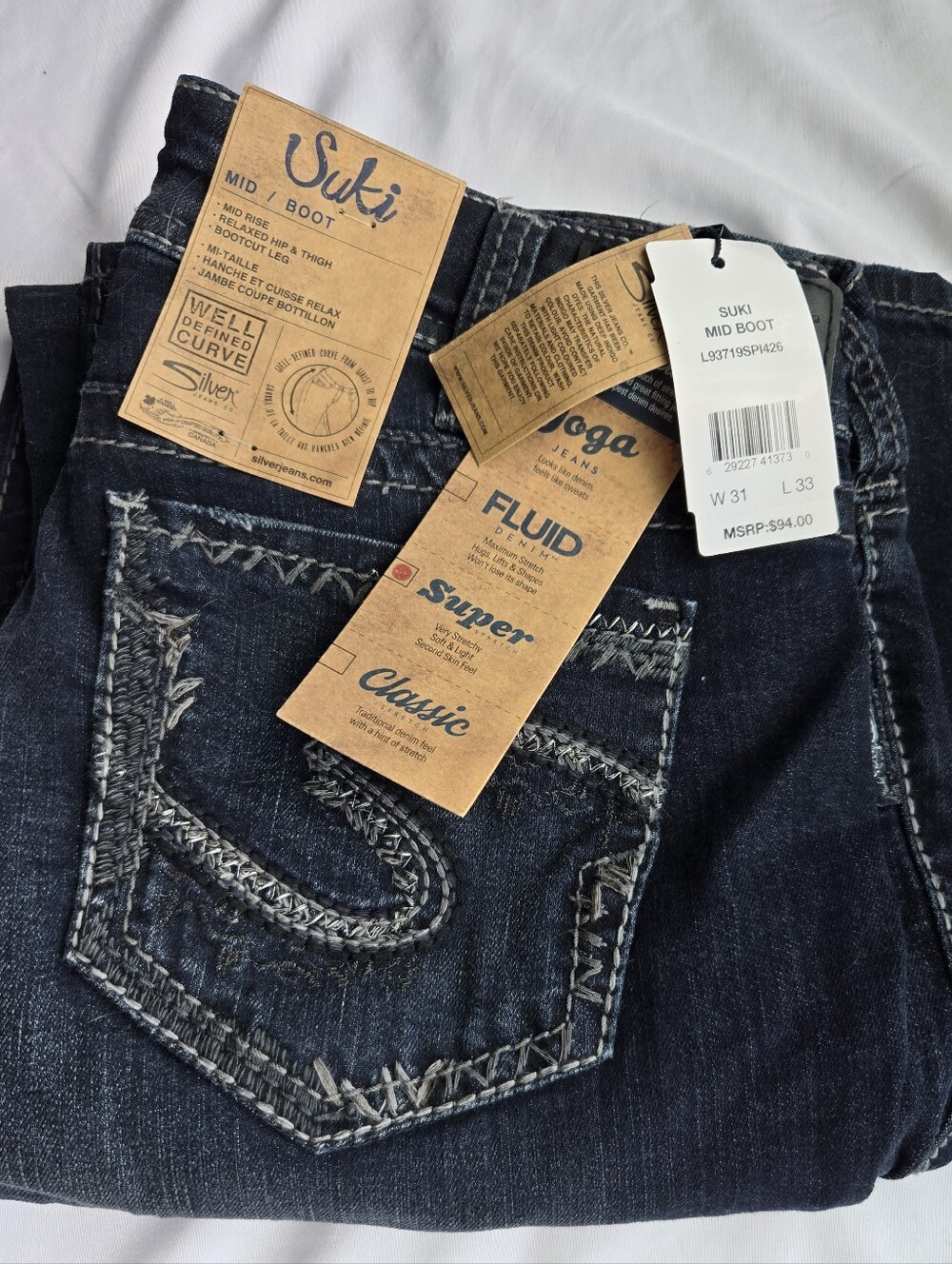 NWT - Silver Jeans Co. Suki Mid Boot W31 L33 VINTAGE Retro - Circa 2015